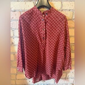 Madewell Red Floral peasant top